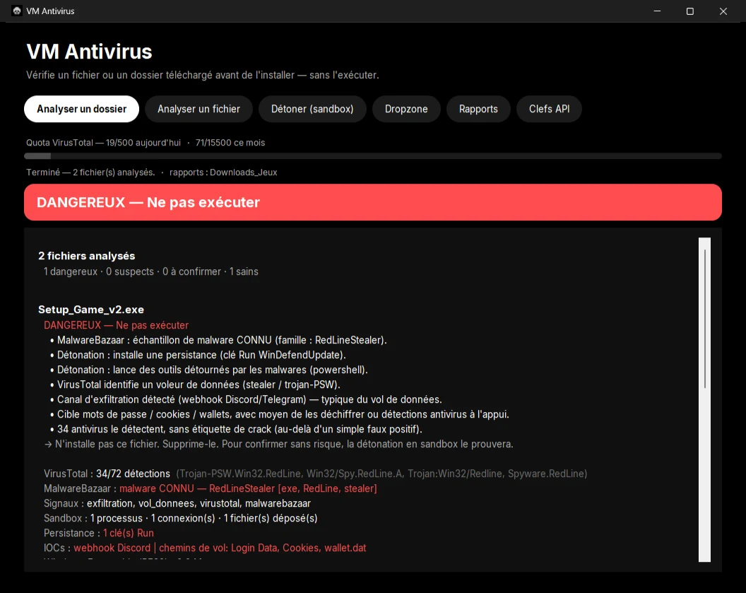 VM Antivirus — malware verdict with threat intelligence